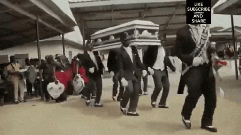 Men In Suits Carrying Coffins In Funeral Procession GIF