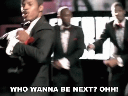 Men In Tuxedos Dancing Who Wanna Be Next GIF
