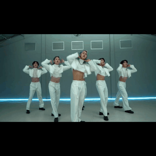 Men In White Crop Tops And Pants Dancing GIF