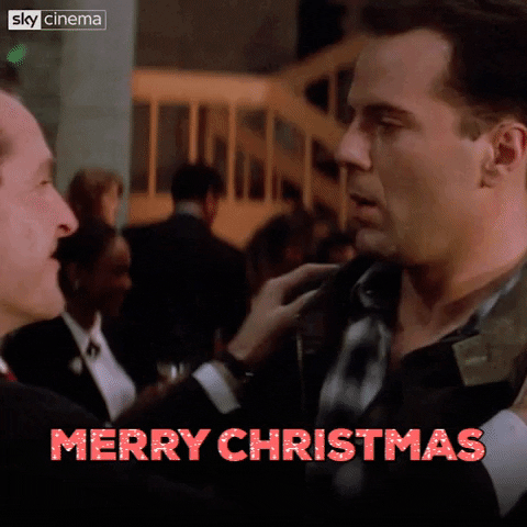 Men Kissing On Cheeks Happy Christmas GIF