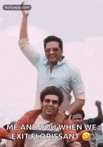 Men Laughing With Arms Raised GIF