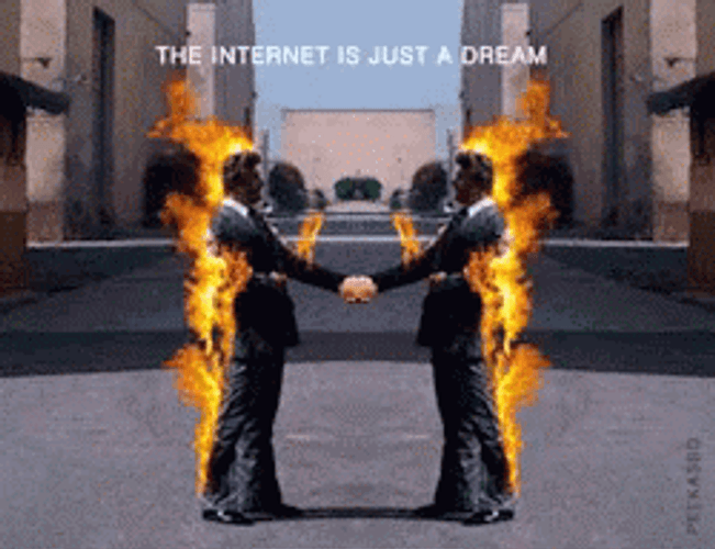 Men On Fire Hand Shake GIF