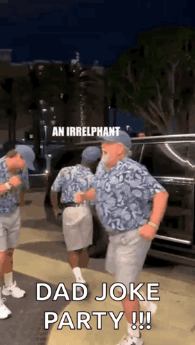 Men One in Hawaiian Shirt and Shorts