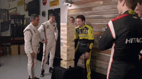 Men Playing Jenga With Hitac Shirt GIF