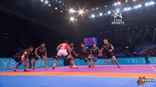Men Playing Kabaddi at Star Sports Sign