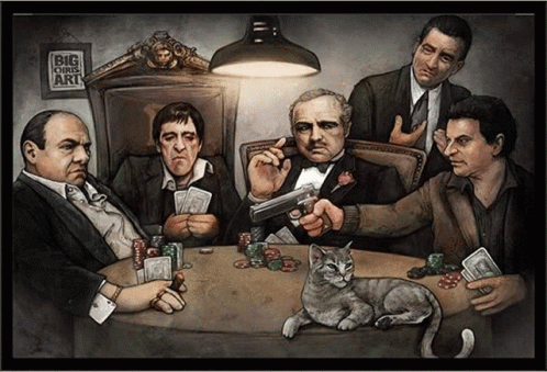 Men Playing Poker With Cat and Big Chris Art Sign