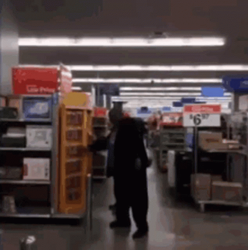 Men Plays Grocery Cart At Walmart Funny GIF