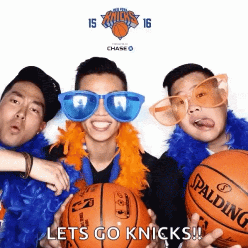 Men Posing With Basketballs Let's Go Knicks GIF