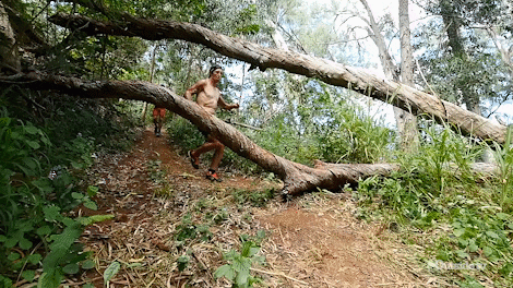 Men Running Shirtless Outside GIF
