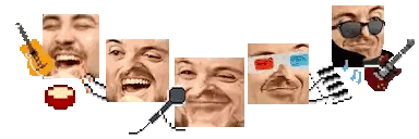 Men's Faces with Guitar and Microphone