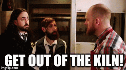 Men Saying Get Out of the Kiln