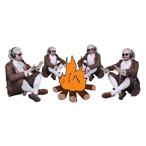 Men Sitting Around Campfire with Fireball