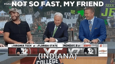 Men Sitting at Indiana College Sign