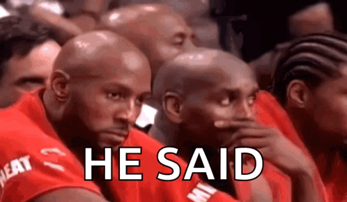 Men Sitting In A Row Saying He Said GIF