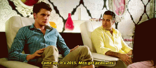 Men Sitting in Chairs Pedicure Joke