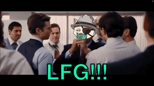 Men Standing Around Cat Holding Dollar GIF