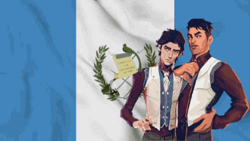 Men Standing Before Libertad Flag