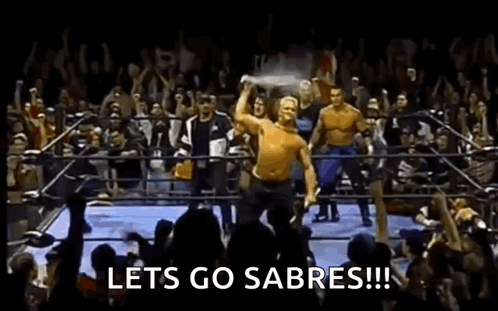 Men Standing In Wrestling Ring Lets Go Sabers GIF