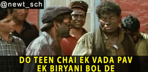 Men With Caption Do Teen Chai Ek Vada Pav GIF