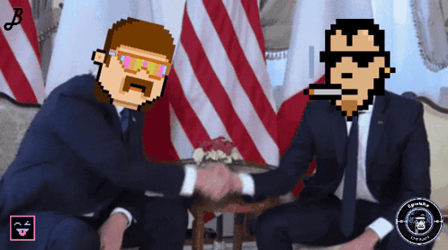 Men With Cartoon Heads Collaboration Handshake GIF
