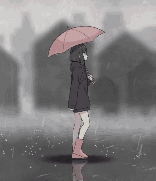 Menhera Walking In Rain GIF