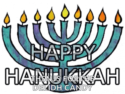 Menorah With Candles Saying Happy Hanukkah GIF