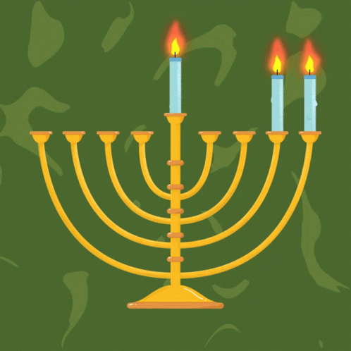 Menorah With Four Lit Candles