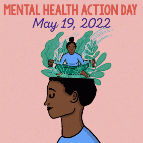 Mental Health Action Day Poster Woman Meditating