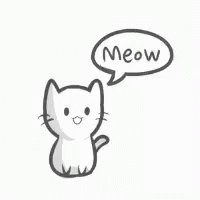 White Doodle Cat Meow GIF