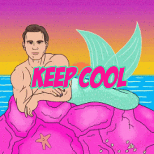 Merman Staying Cool On The Rock GIF