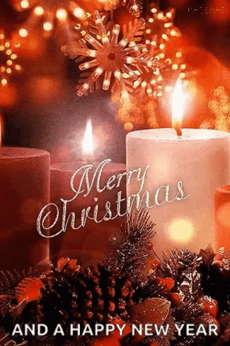 Merry Christmas And Happy New Year Candles Christmas Spirit GIF