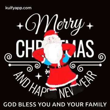 Merry Christmas And Happy New Year Santa Card GIF
