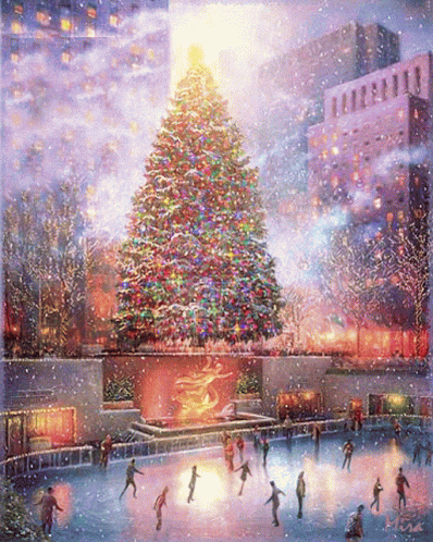 Merry Christmas And Happy New Year Times Square Snow Ice Skate GIF