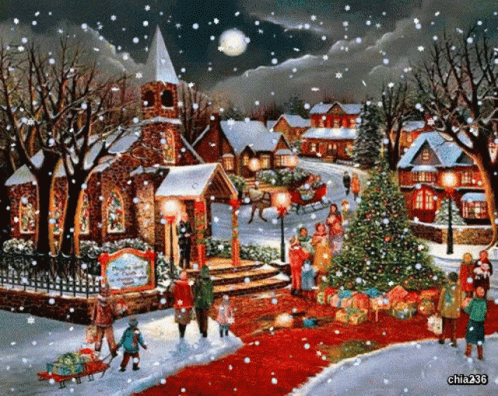 Merry Christmas Animated Church GIF