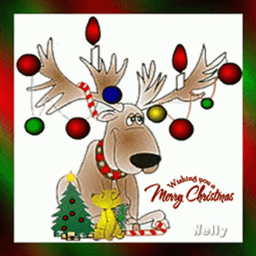 Merry Christmas Animated Deer GIF