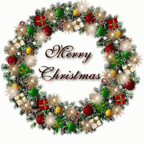 Merry Christmas Animated Lighting Wreath GIF