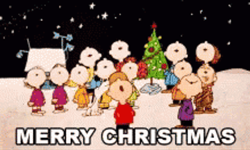 Merry Christmas Animated People Singing GIF