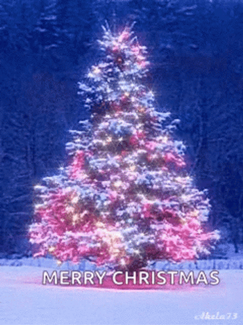 Merry Christmas Animated Purple Christmas Tree GIF