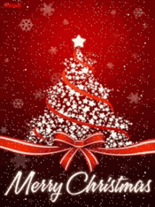 Merry Christmas Animated Red Christmas Tree GIF