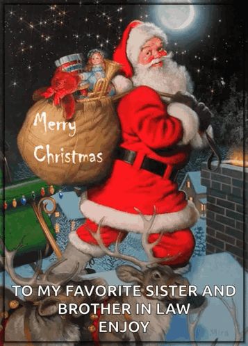 Merry Christmas Animated Santa Clause Carrying Bag GIF