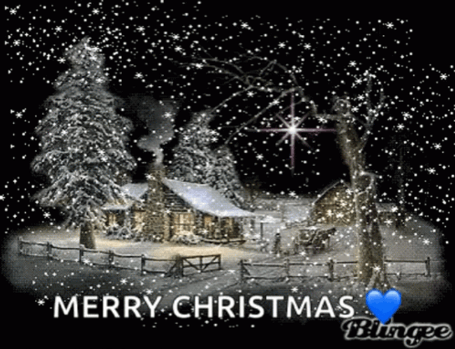 Merry Christmas Animated Snow Raining GIF