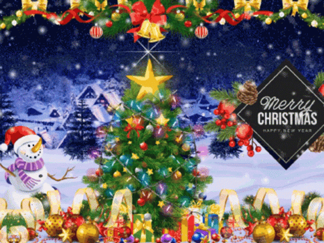 Merry Christmas Animated Xmas Tree GIF