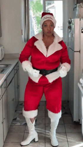 Merry Christmas Black Santa Dancing Holly Logan GIF