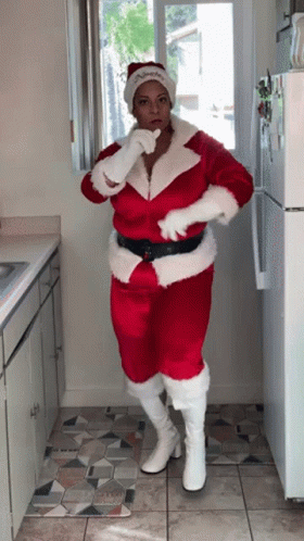 Merry Christmas Black Santa Holly Logan Walking Dance GIF
