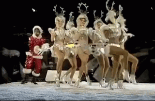 Merry Christmas Black Santa With Human Reindeers GIF