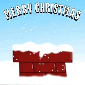 Merry Christmas Card with Brick Chimney