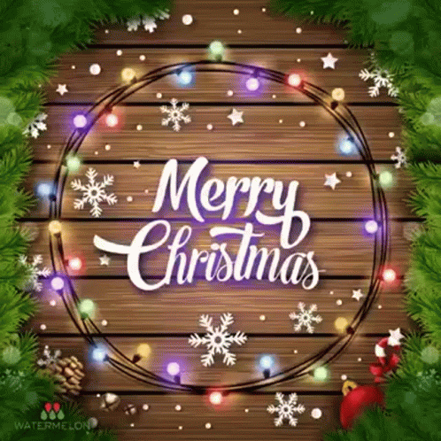 Merry Christmas Card with Christmas Tree and Rabbit