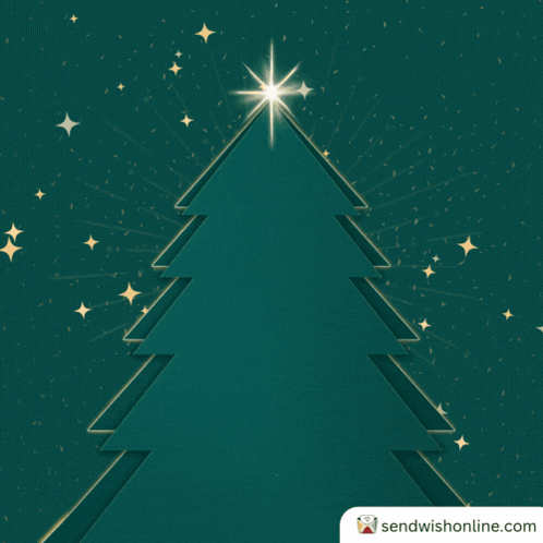 Merry Christmas Card with Christmas Tree