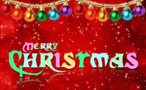 Merry Christmas Card With Colorful Ornaments GIF