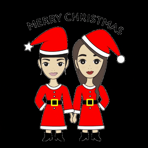 Merry Christmas Cartoon Daughters Santa Suit GIF